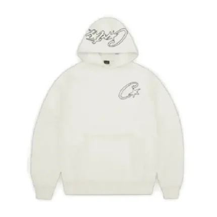 Corteiz Satin C Star Applique Hoodie Off White (2)