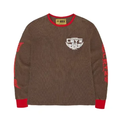 Corteiz Gasolina Waffle Sweatshirt Brown (1)