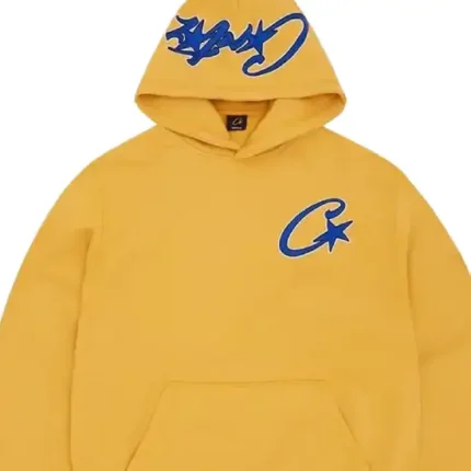 Corteiz Satin C Star Appliqué Hoodie Mustard