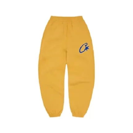 Corteiz Satin C Star Appliqué Sweatpants Mustard (2)